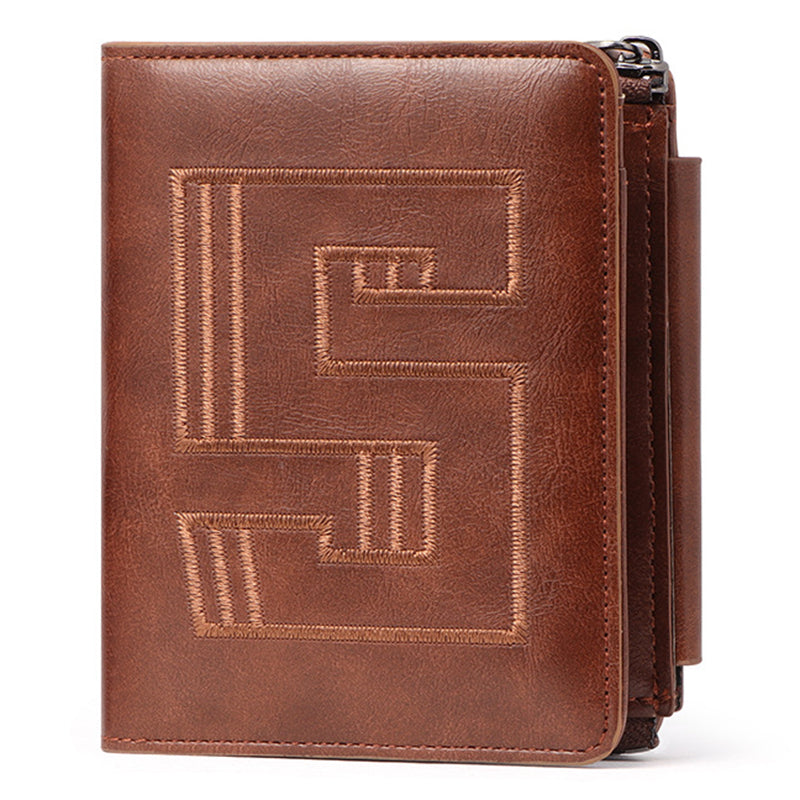 SUNICETY Embroidery Design Trifold Wallet for Men Multiple Card Slots PU Leather Cash Money Storage Pouch Card Carrying Bag SUNICETY Embroidery Design Trifold Wallet for Men Multiple Card Slots PU Leather Cash Money Storage Pouch Card Carrying Bag